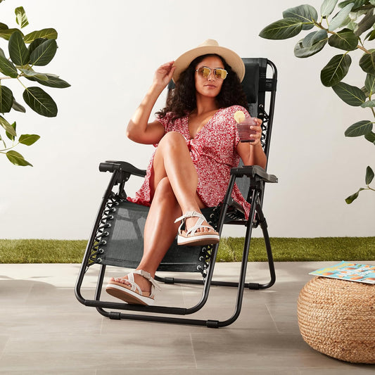 Outdoor Patio Zero Gravity Lounge Chair with Pillow