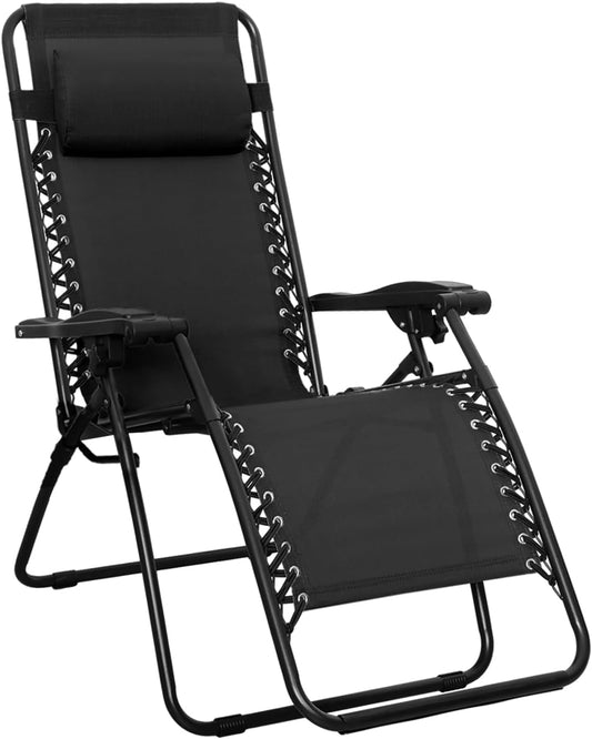 Outdoor Patio Zero Gravity Lounge Chair with Pillow