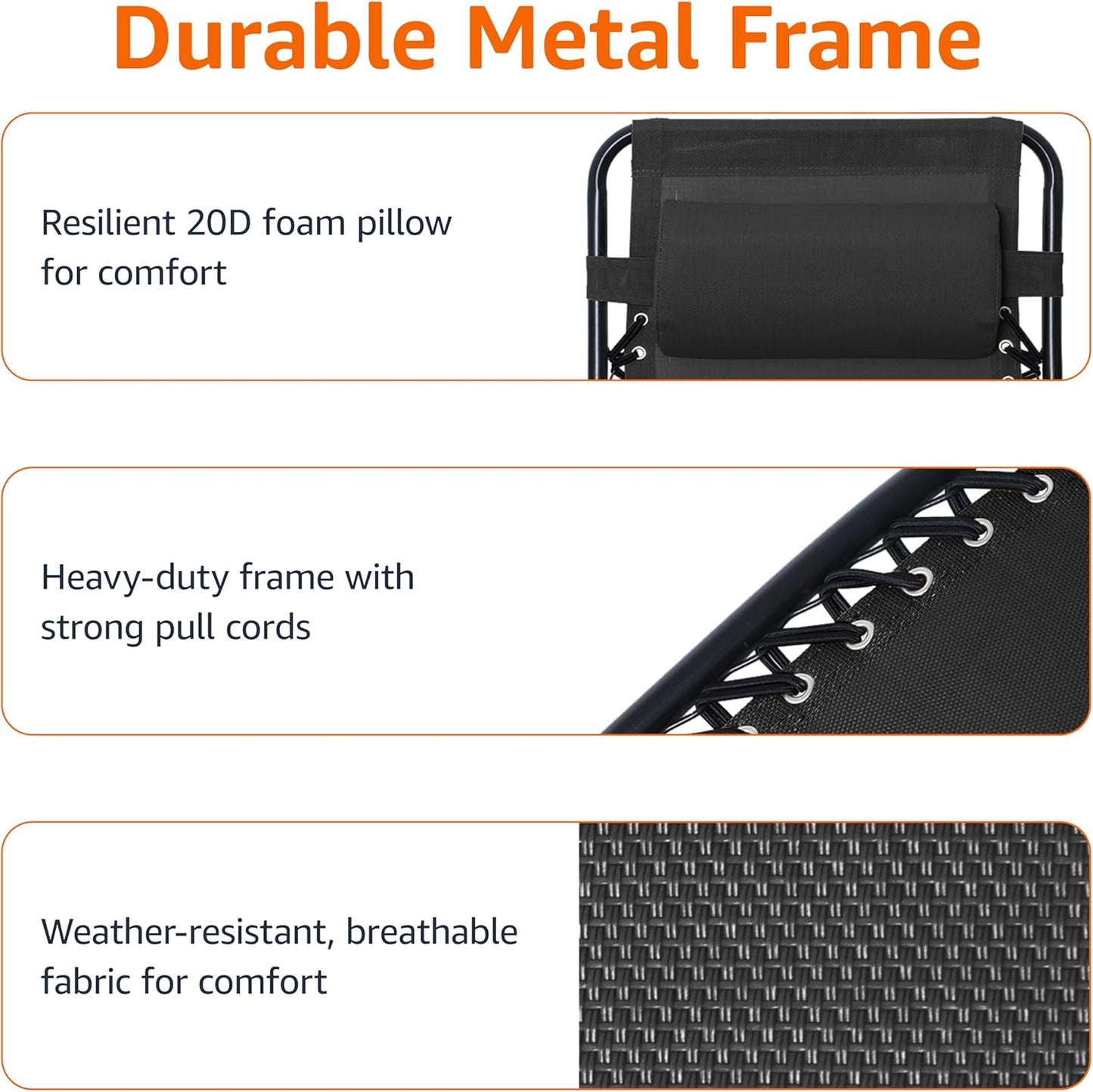 Outdoor Patio Zero Gravity Lounge Chair with Pillow